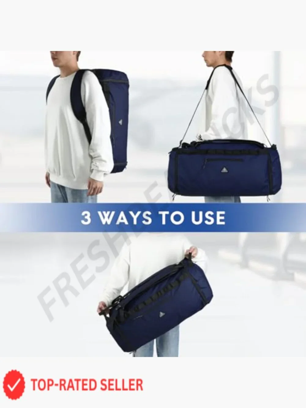 50L Duffel Backpack Water Repellent Foldable Travel Gym Bag with Shoe